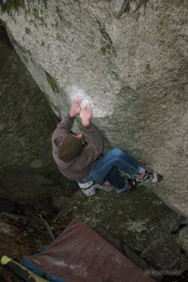 Velcro
Route: Velcro
Location: Grand Wall Boulders
Grade: V9
Climber: Tim 
Photo Credit: Gary Foster
