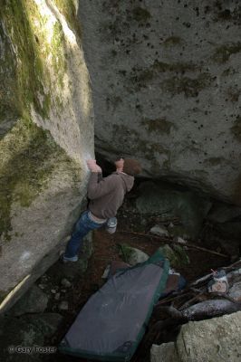 Tim on Velcro
Route: Velcro
Location: Grand Wall Boulders
Grade: V9
Climber: Tim 
Photo Credit: Gary Foster
Keywords: velcro;v9
